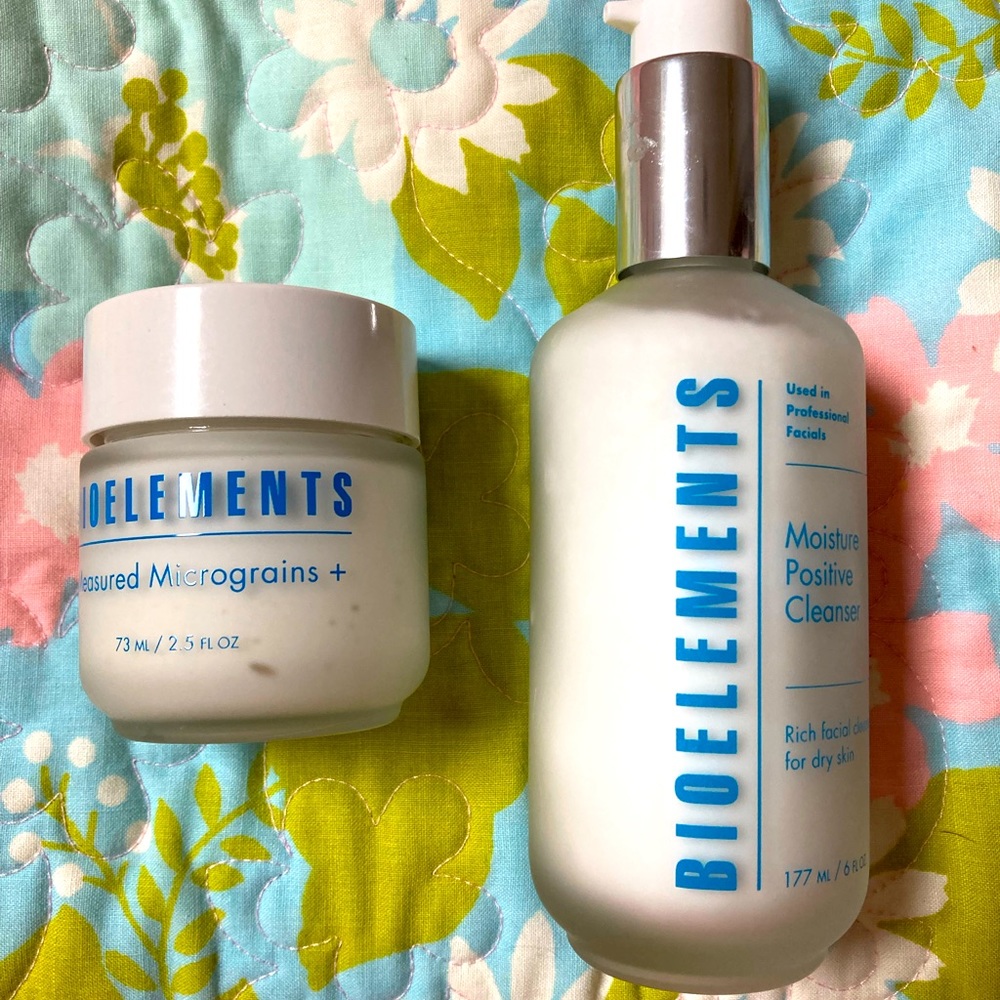 Bioelements moisture positive cleanser & measured micrograins+